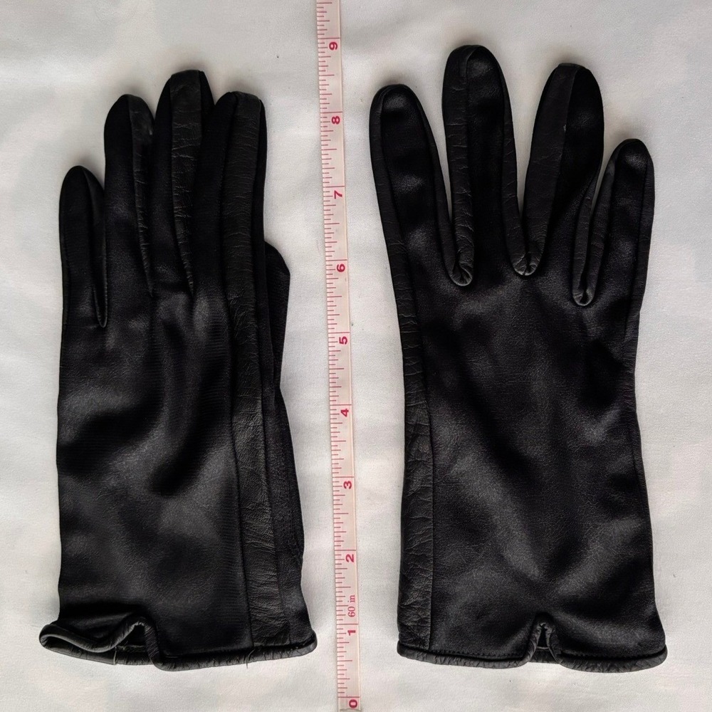 Black Leather Gloves Womens Classic Winter Dress Gloves Soft Lining Notched Cuff